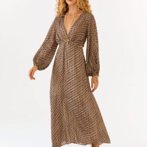 VESTIDO MIDI MANGA ESTAMPA BATIK NIQUEL