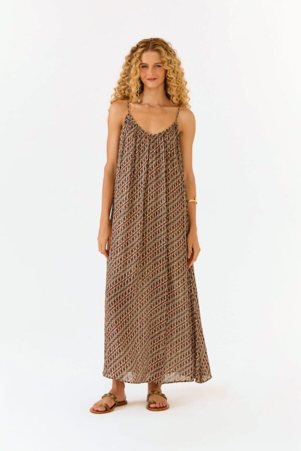 VESTIDO MIDI ESTAMPA BATIK NIQUEL