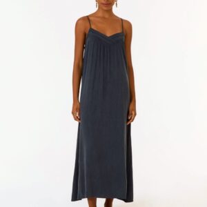 VESTIDO MIDI DECOTE PREGAS