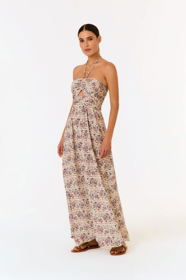 VESTIDO MIDI FRANZIDO ESTAMPA BLOOM