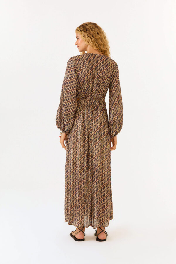 VESTIDO MIDI MANGA ESTAMPA BATIK NIQUEL - Imagem 3