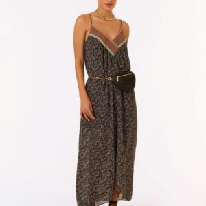 VESTIDO LONGO GGT ESTAMPA ISLA PRETO